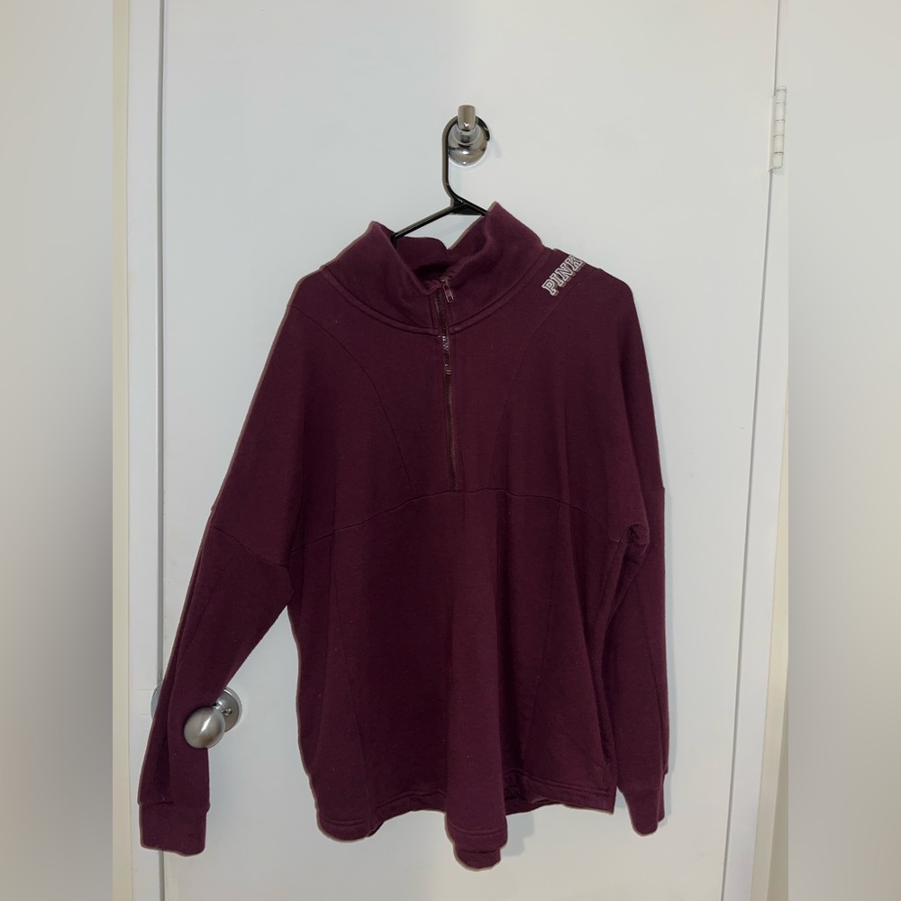 Pink brand burgundy half zip sweater in size large